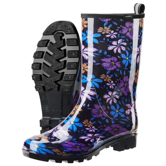 Shoes - NWT Waterproof Calf High Rubber Rain Boots Comfort Insoles, Gardener, Wildflower